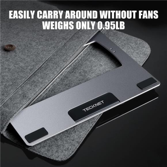 Laptop Cooling Pad, Adjustable Aluminum Laptop Stand, Portable Ultra-Slim Quiet - Picture 5 of 6